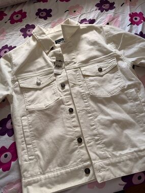 Express White Denim Shirt Jacket
